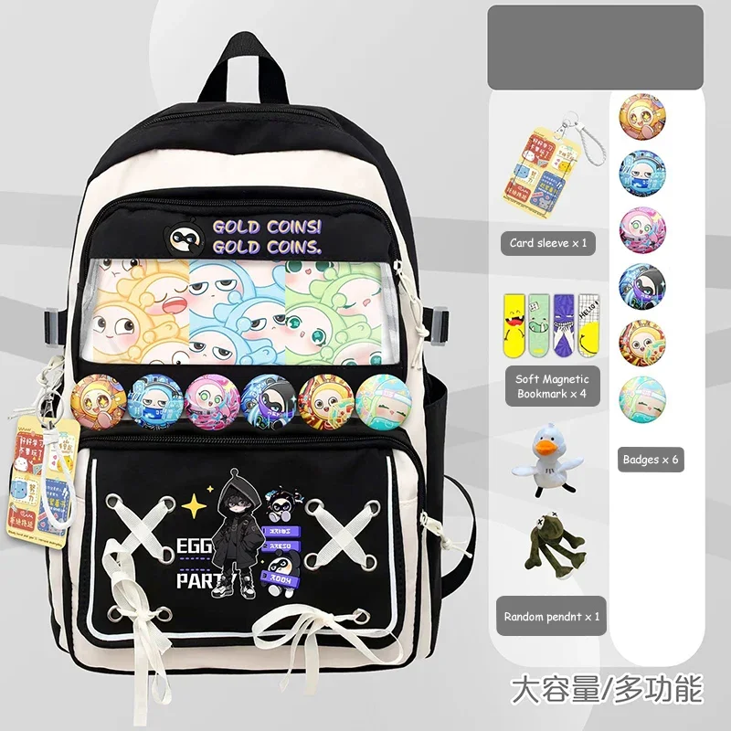 44×32×13cm, Black Blue Pink, Egg party, Student Kids Teens School Bags, Large Capacity Mochilas Anime Backpacks For Girls Boys