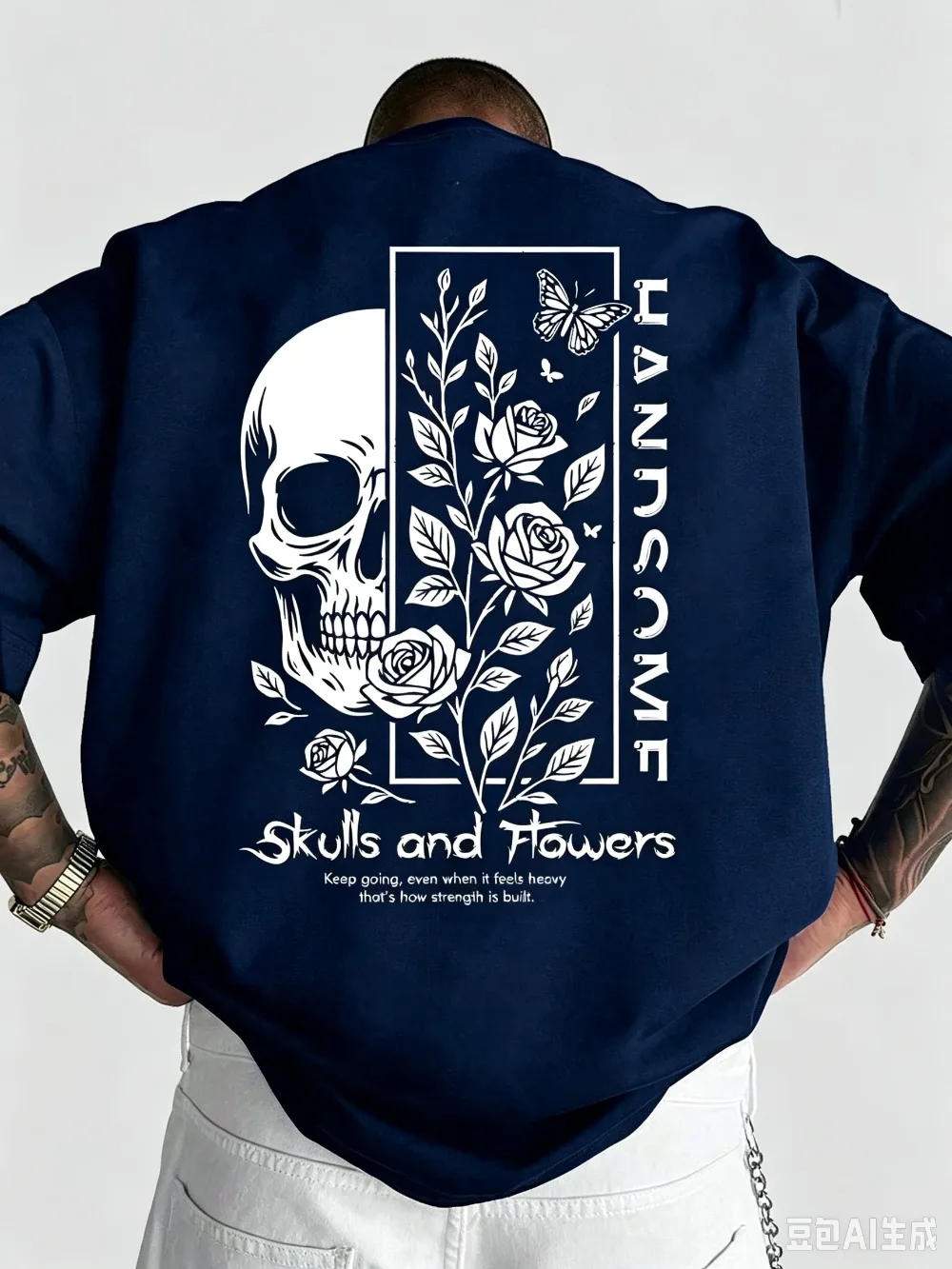 Retro Gothic-style Skull Rose 3 D Print Quick-Dry Breathable Men's T-Shirt Daily Outdoor Sports Leisure Loose-Fitting Trendy Top