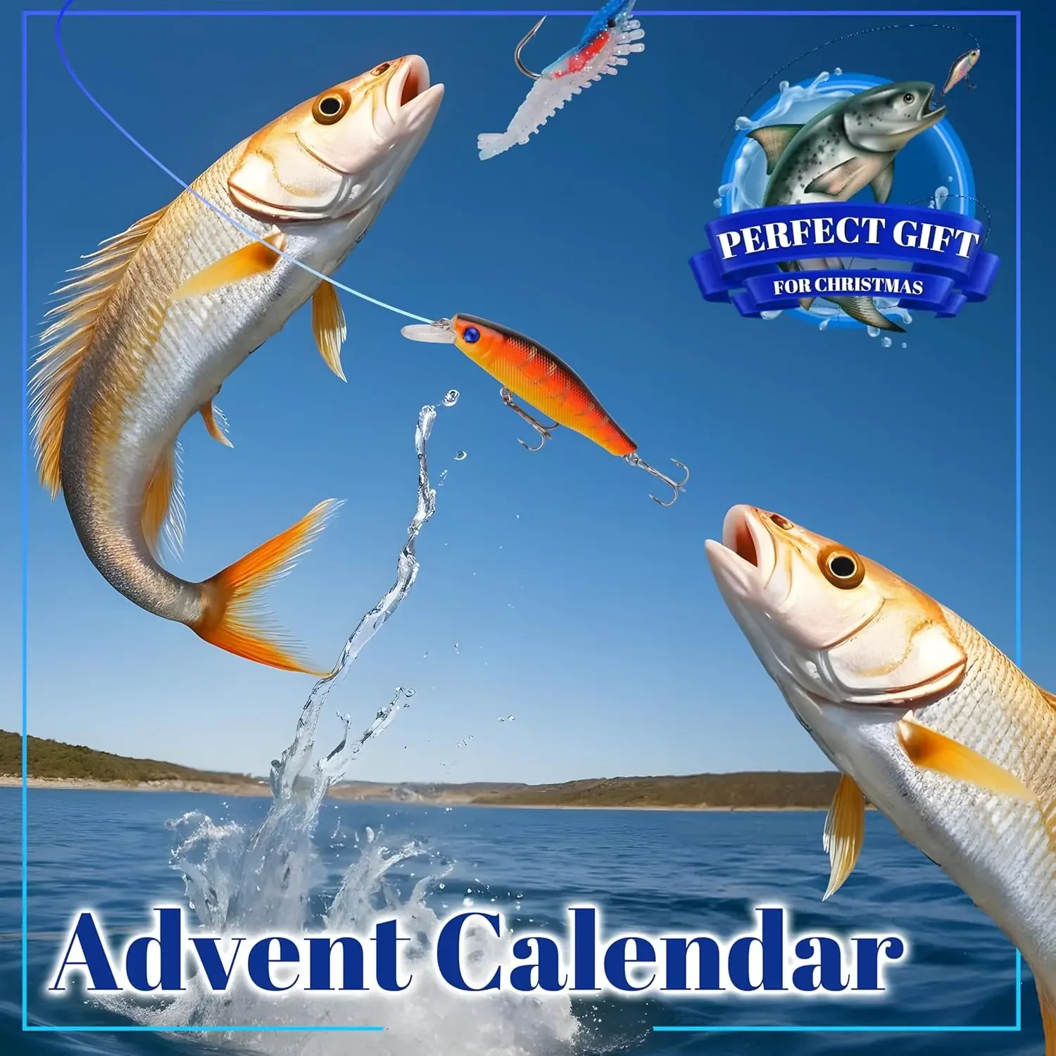 Fishing Advent Calendar 2024 Fishing Lure 24 Days Christmas Countdown Xmas Surprise Fish Bait Gift for Fisher Adult Men Teen Boy