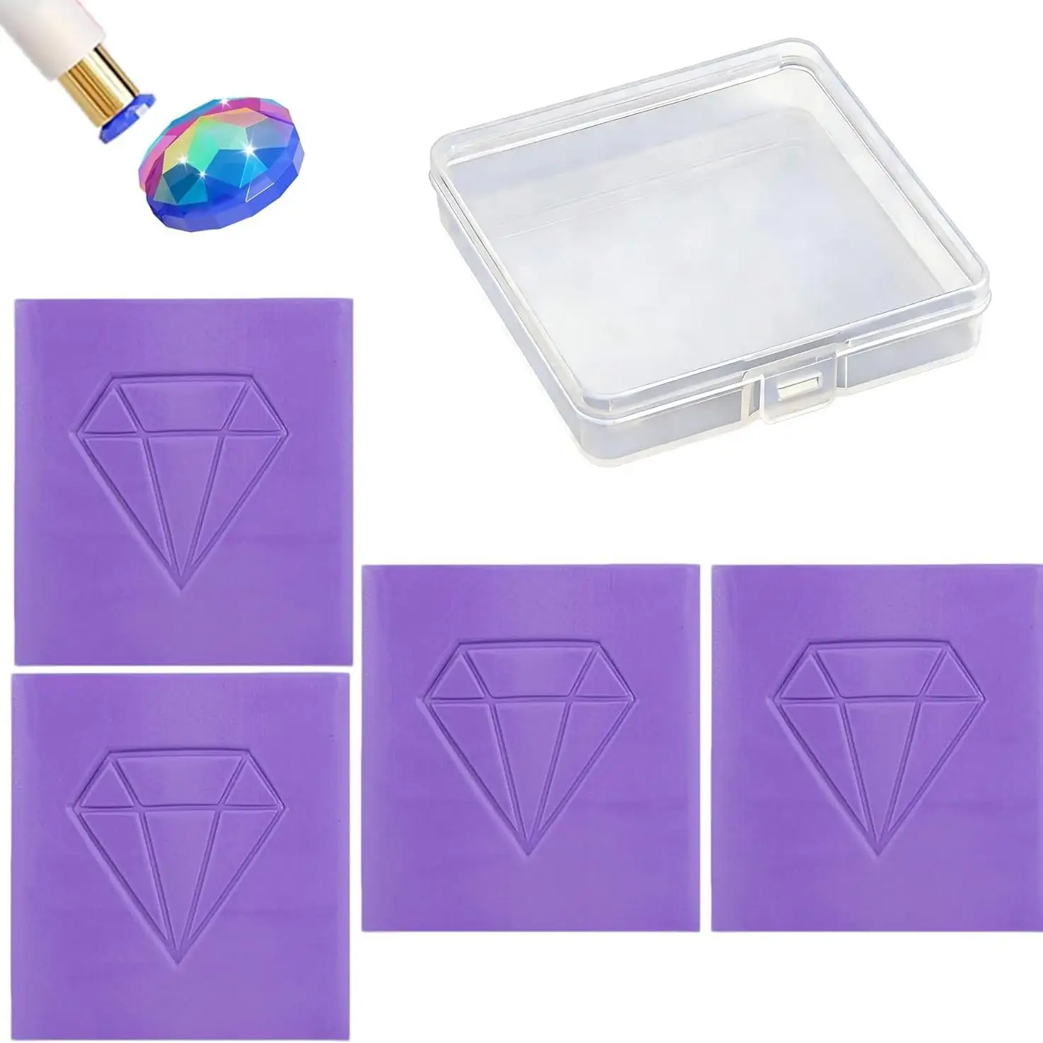 Adult Diamond Painting Kit with Special Long-Lasting Sticky Clay, 4-Piece Set, Strong Adhesive Clay Glue, with Storage Box, Suitable for Diamond Painting Accessories and Tools