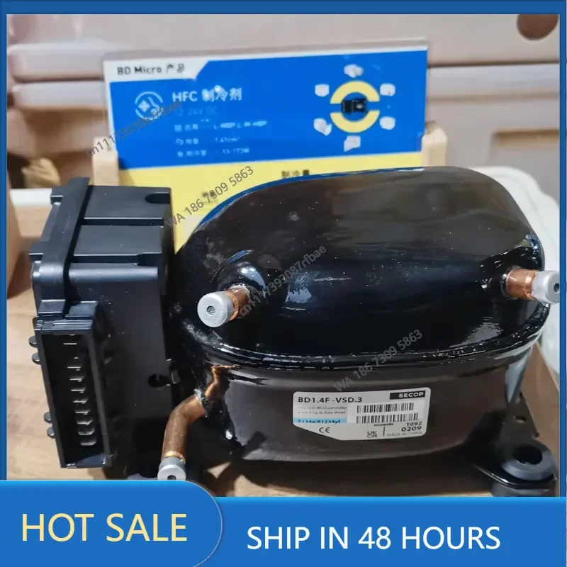 Silent SECOP DC 12V R1234yf Refrigerant Micro Compressor for Refrigeration & Heat Exchange Parts BD1.4F-VSD.3