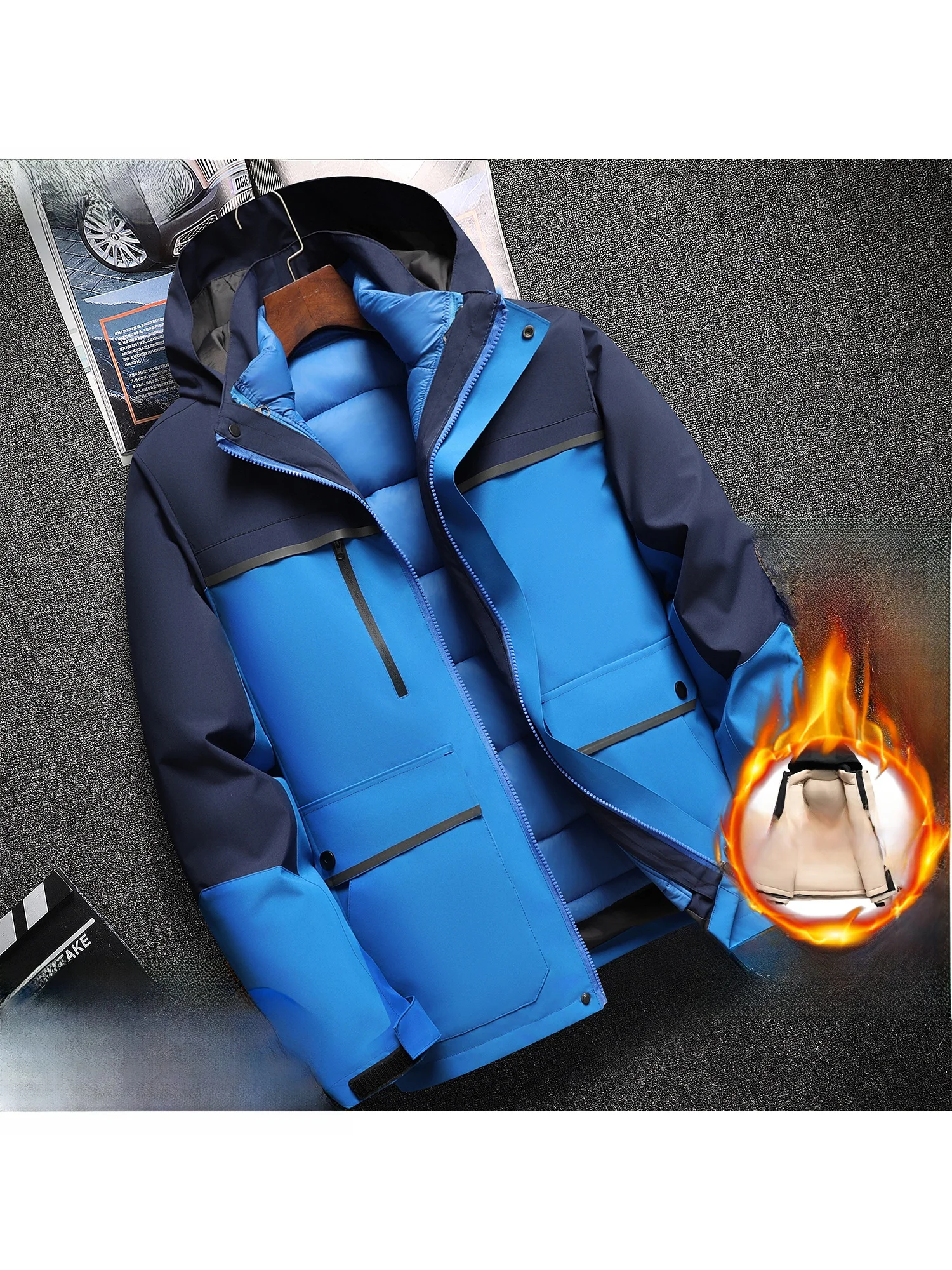 

Thiened Removable Winter Workwear Jaet Men's Casual Sle Windproof Cotton Coat Warm And Comfortable Removeable Inner Liner