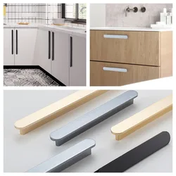 YuanQiang Furniture handles Cabinet Knob Modern Black Golden Dresser Furniture Pull T Bar Aluminum Alloy Drawer Kitchen Handle