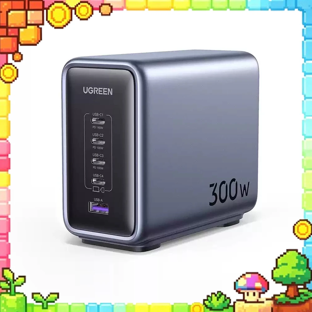 UGREEN CD333 GaN Desktop Charger 300W 4 USB C 1 USB A PD 3.1 140W USB C Output 200-240V Input for Laptops and Phones