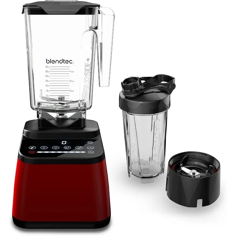 Blendtec Designer Series Blender with 90 oz WildSide+ Jar and 34 oz GO Travel Bottle - Kitchen Blender Bundle - Red