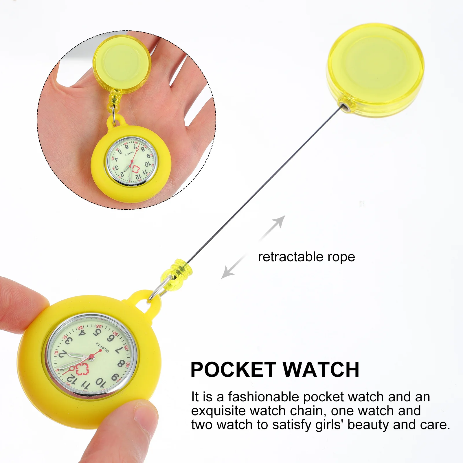 

1Pcs Nurse Watch Retractable Chest Pocket Fashionable Portable Nursing Pocket Watch for Medical Staff Professional Durable