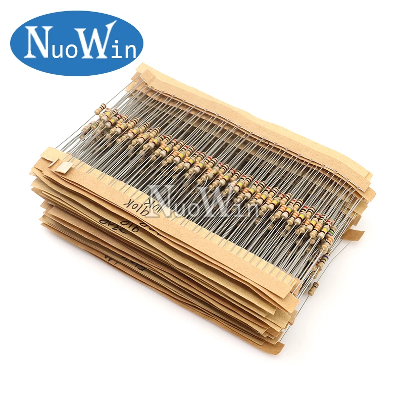 860pcs/Lot 1/4W Carbon Film Resistor Kit 5% Resistance Assorted Set 43valuesX20pcs 1R - 1M Ohm 0.25W Sample Pack