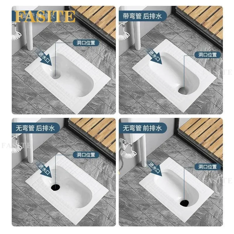For Household Bathroom Ceramic Squat Toilet Flushing Tank Whole Set Deodorant Potty Pit Urinal