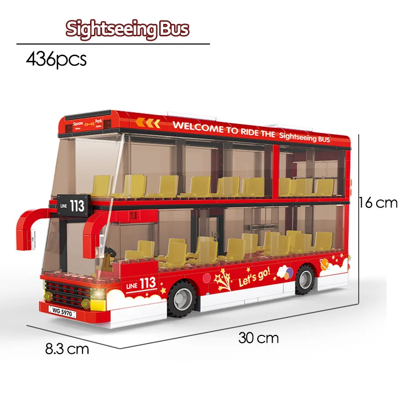 City London Bus Brick Double-decker school bus Model Vehicle Car for Children Toys Gifts Technical Building Blocks