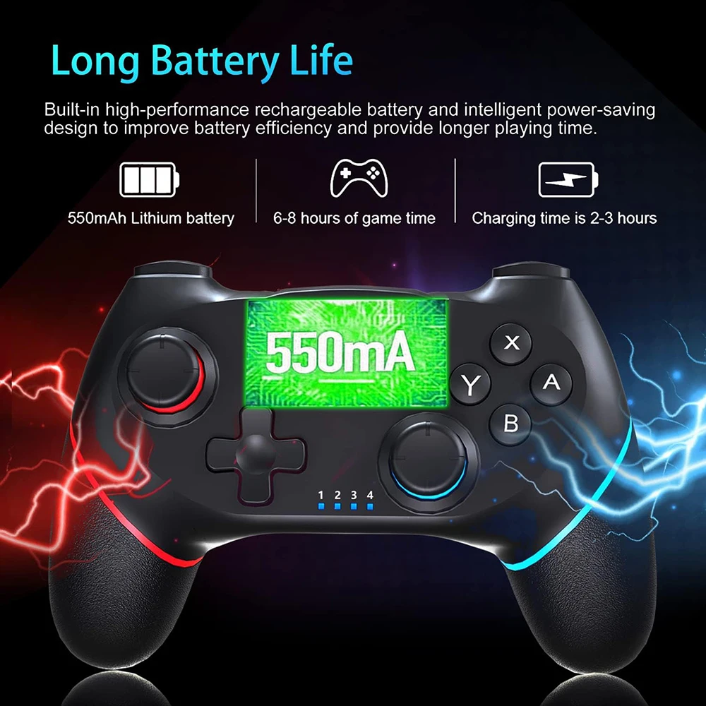 وحدة تحكم لاسلكية متوافقة مع البلوتوث لوحدة التحكم NS/NS Lite/NS Oled Gamepad Android Phone PC Joystick Control مع 6 محاور