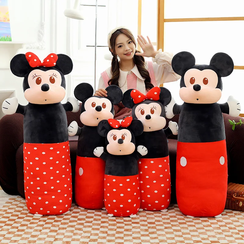 Disney Mickey Anime Peripheral Cartoon Cylinder Pillow Large Cloth Doll Children'S Gift Wholesale Plush Toy Birthday Gift Mouse