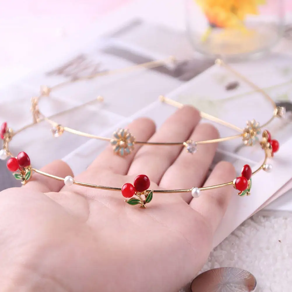 

1Pcs Cherry Metal Headband Elegant Fashion Hair Hoop for Women Party Wedding Hair Accessories Headband Woman Headdress