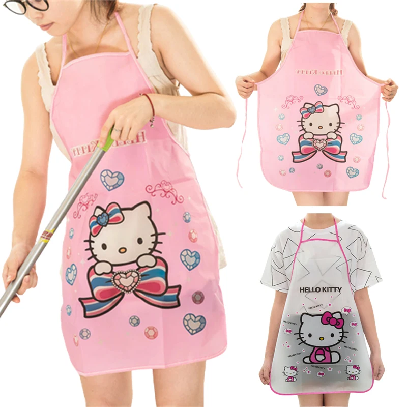 Avental Sanrio Hello Kitty para Mulher, Óleo-Proof, Impermeável, Sem Mangas, Limpar, Antiincrustantes, Cozinha, Casa, Cozinhar, Anime