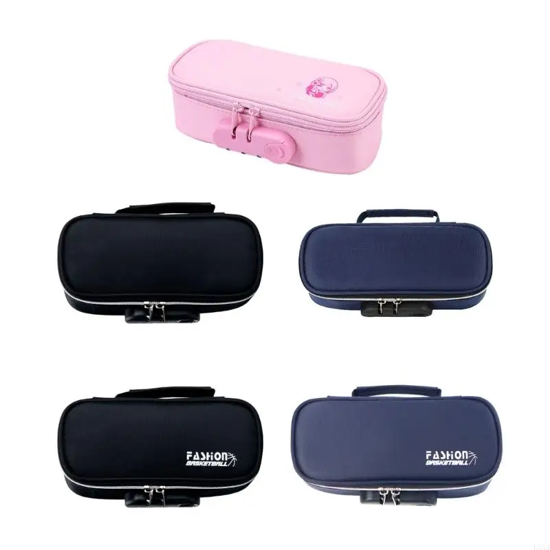 

LXAA Big Capacity Pencil Case With Lock 4 Compartment Pen Bag Canvas Pen Pouches Travel Makeup Storage Case for School Office