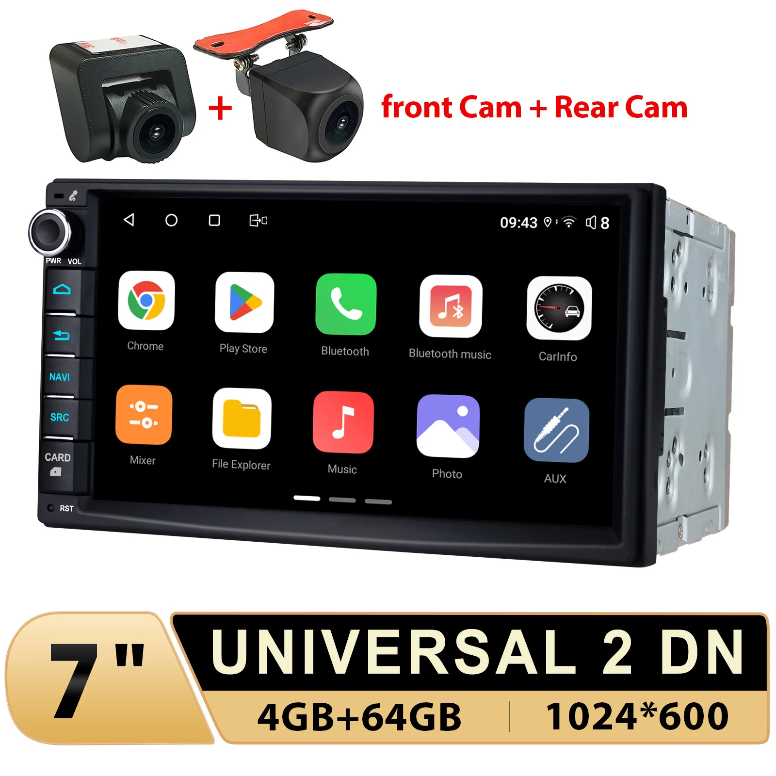 JOYING 7 inch 4G 64G Car Radio Stereo Universal Multimedia Player Double 2Din Head Unit Support Carplay Android Auto HDMI