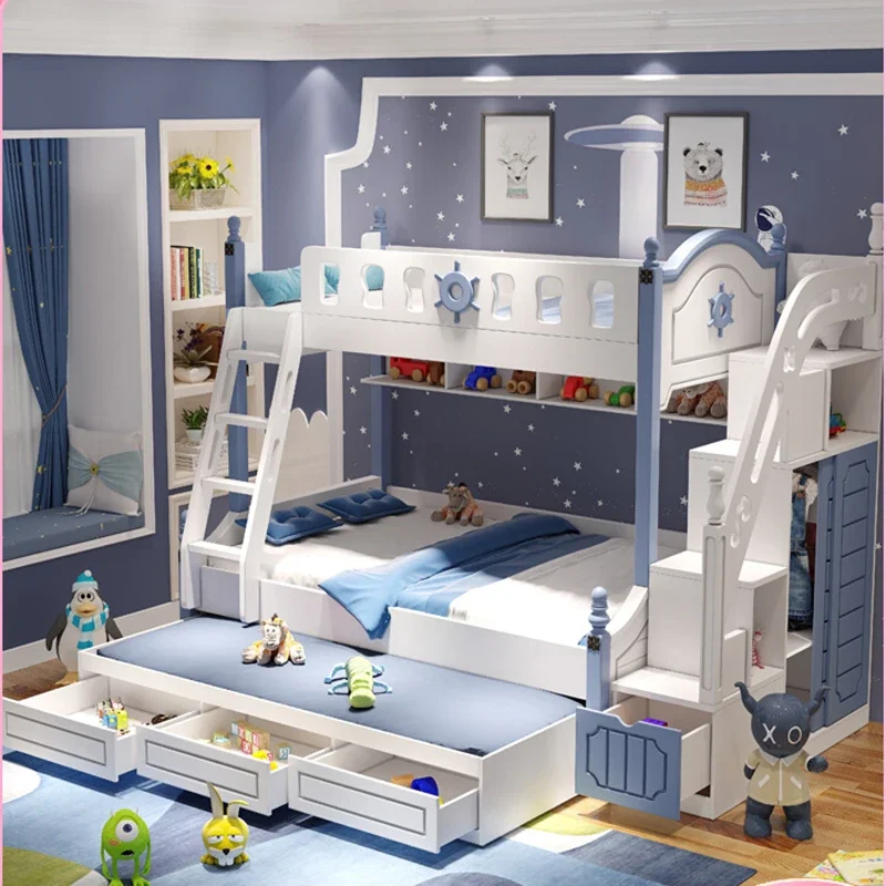 Multifunctional Bunk Bed Wood Children Comferter Human Bed Luxury Queen Frame Camas Moderrnas Inteligentes Home Furniture 