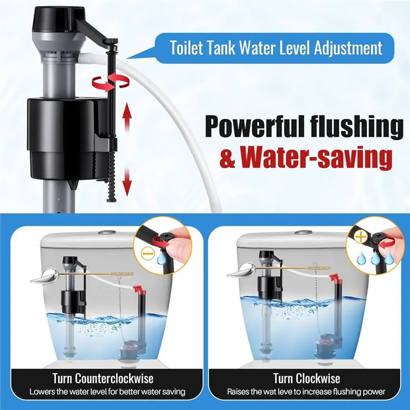 

N96R Flapper Replacement Handle Included, 2 Inch Toilet Flusher Repair Kit With Adjustable Fill Valve Flush Handle