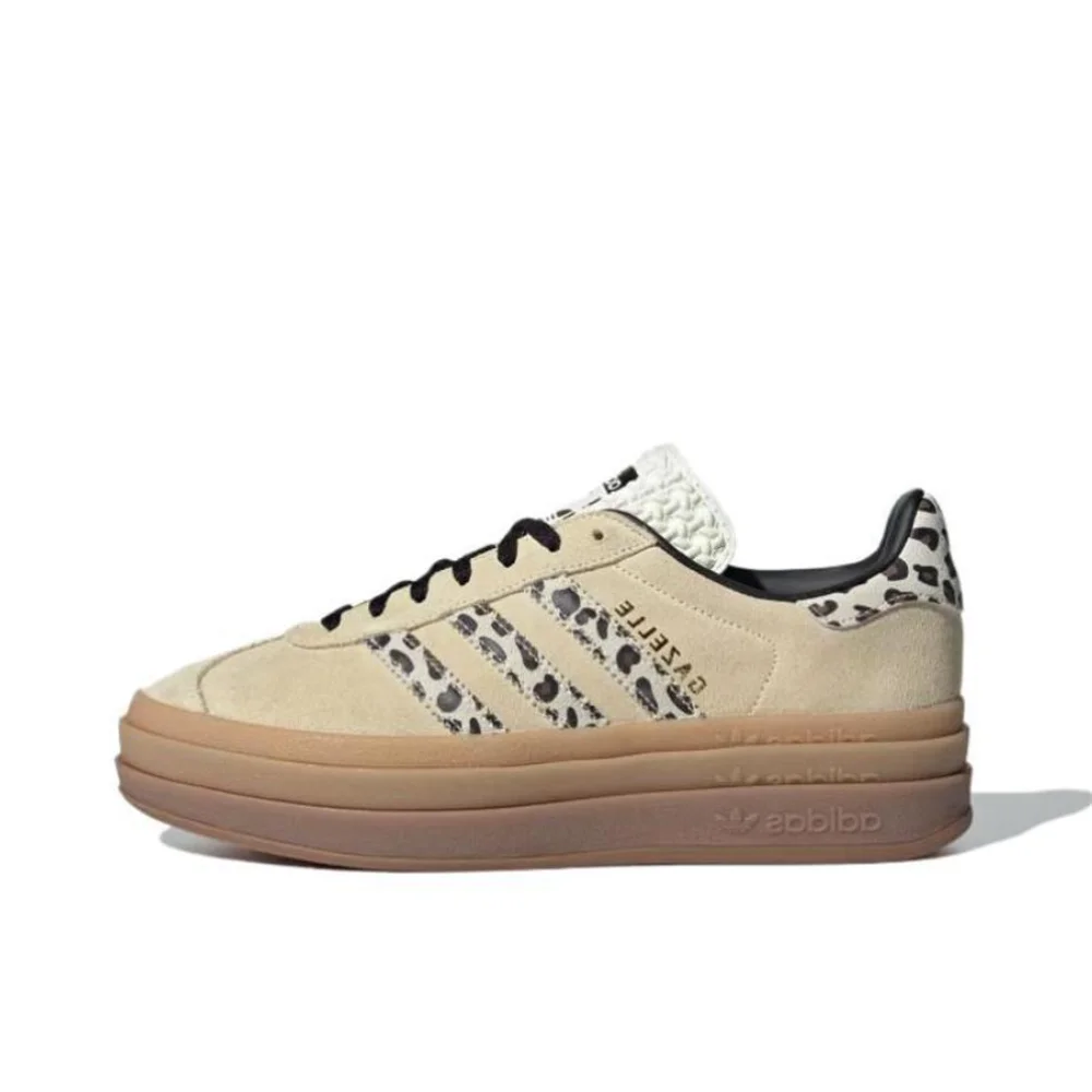 

Adidas Originals Gazelle Bold Women Core Black Cream Brown Fashion Height Increase Anti-slip German Training Board Shoes JI1370