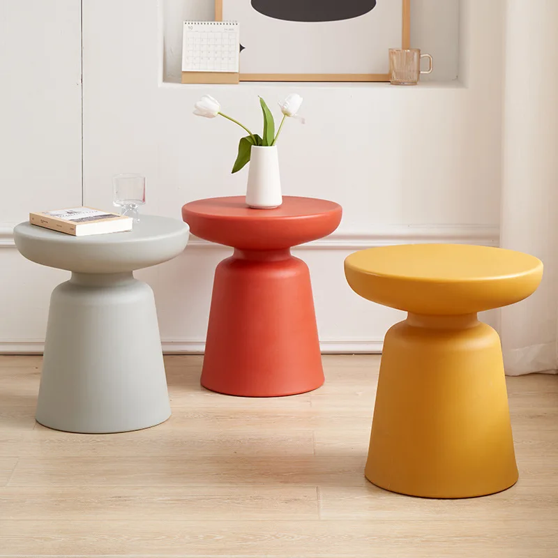 Household Plastic Round Tea Table Small Family Living Room Small Size Side Table Balcony Modern Simple Tea Table