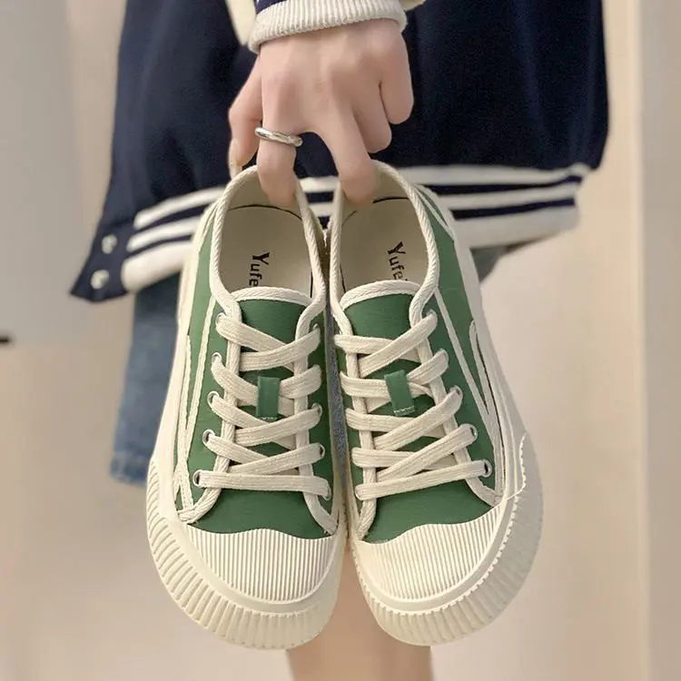 Korean Shoes Espadrilles For Women British Style All-Match Casual Female Sneakers Round Toe 2024 Summer Preppy New Canvas PU Fre