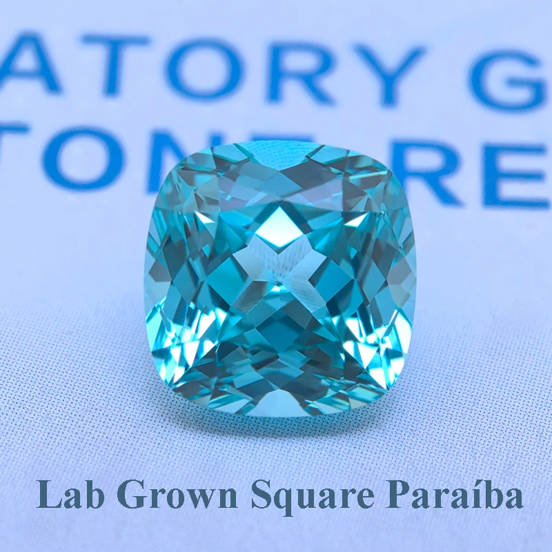 

Top Lab Grown Square Cushion Paraíba VVS1 for Gemstone Charms Beads Diy Jewelry Making Materials Selectable AGL Certificate