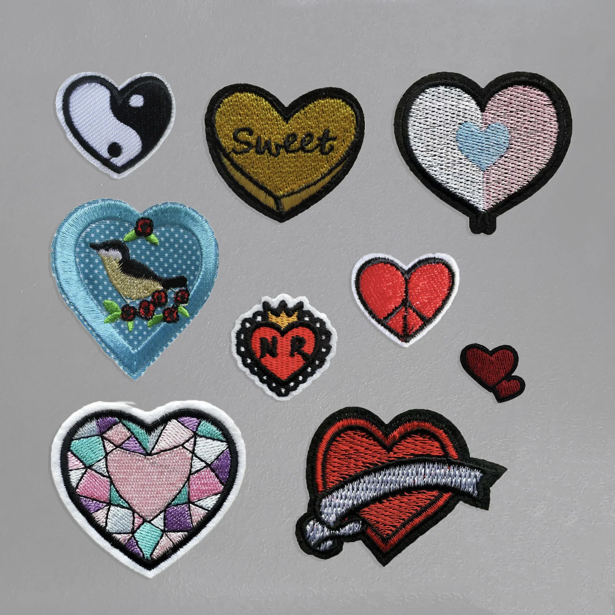 Hot sale Love heart Iron Patches For Clothing Embroidered Applique Cute Sticker Strip On Clothes Sewing Patches Jean Jacket DIY