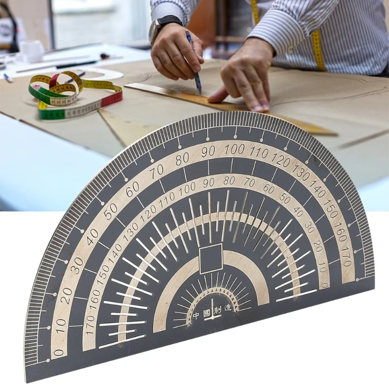 

E9 Protractor Angle Measuring Tool Electroplated Black Stainless Steel Woodworking Ruler Drawing 0-180 Degree Angle Template