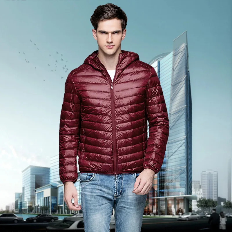 Chaqueta De plumón De pato para hombre, abrigo corto con capucha, suelto, ultraligero, cálido, al aire libre, venta al por mayor