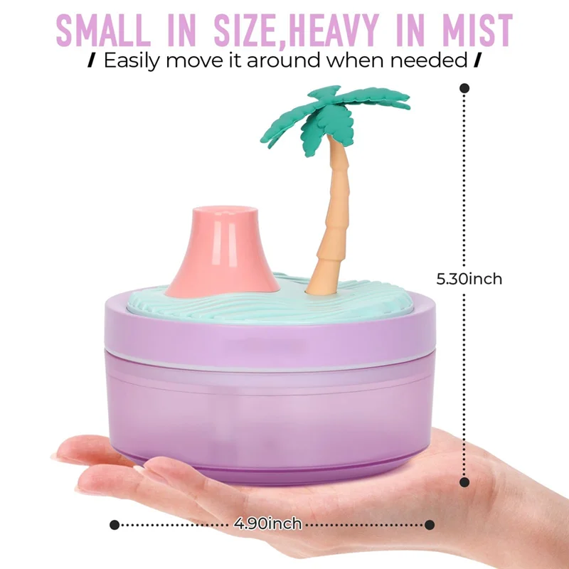 A84G-Cute Mini Humidifier Coconut Tree Desktop Humidifiers For Bedroom Portable Small Cool Mist Humidification For Home