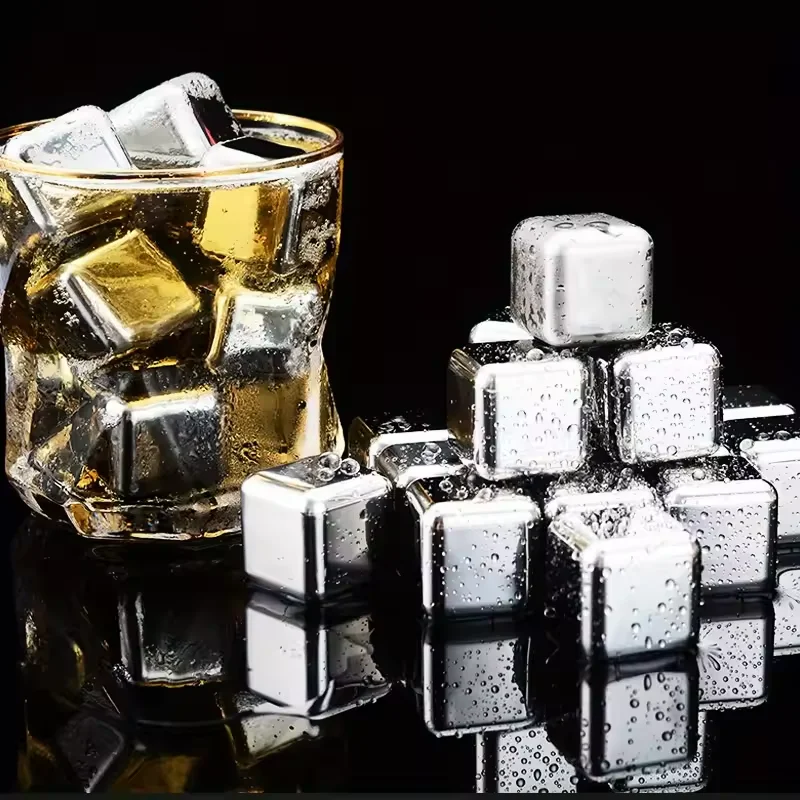 Whiskey Stones Stainless Steel Ice Cubes Reusable Quick-Freeze Wine Cooler Chilling Food Grade Metal Pellets Beer Bar Tools