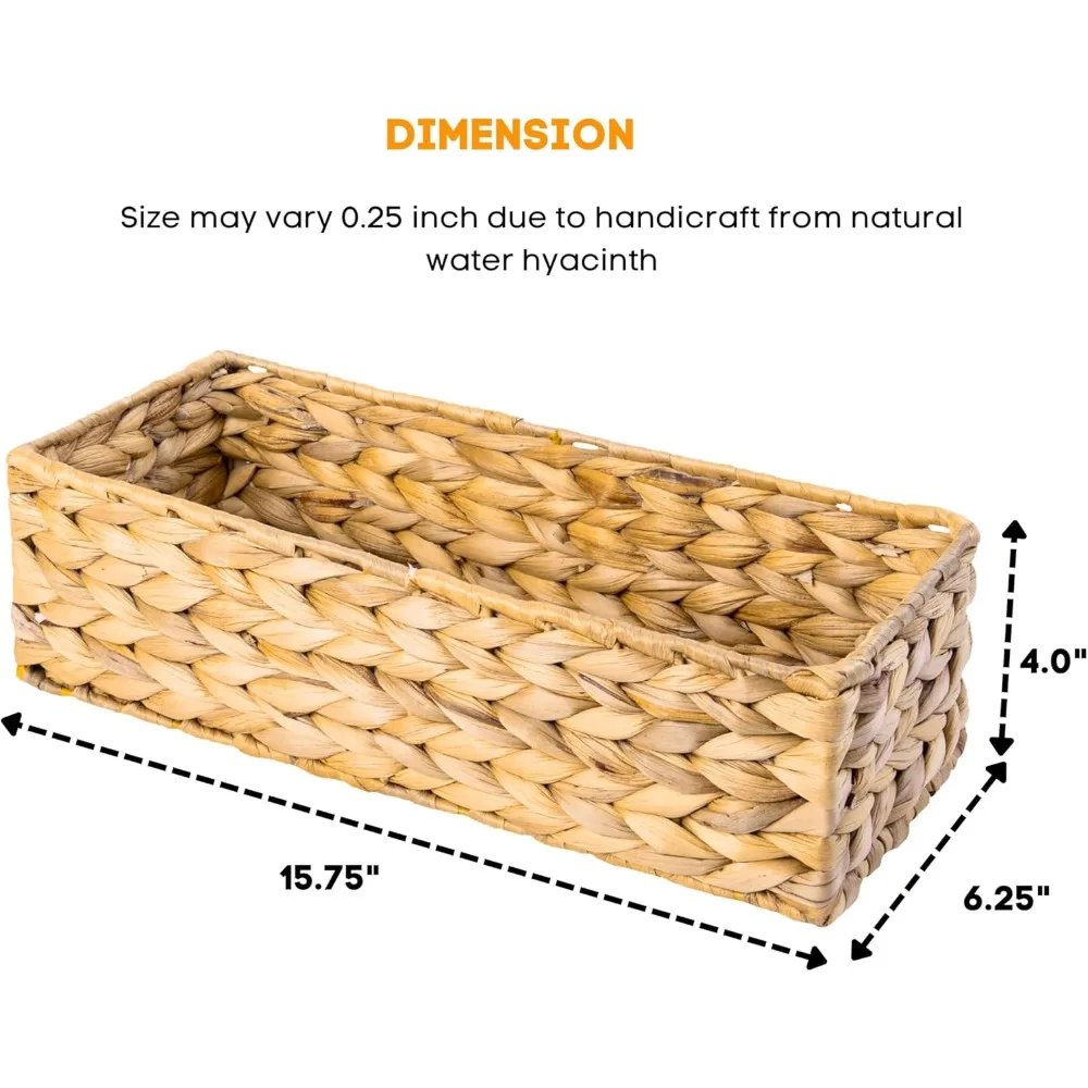 مجموعة من 3 حوامل ورق تواليت من الخيزران - سلة خزان المرحاض، الجزء الخلفي من سلة المرحاض، سلال خوص للتخزين والحمام المزخرف #2