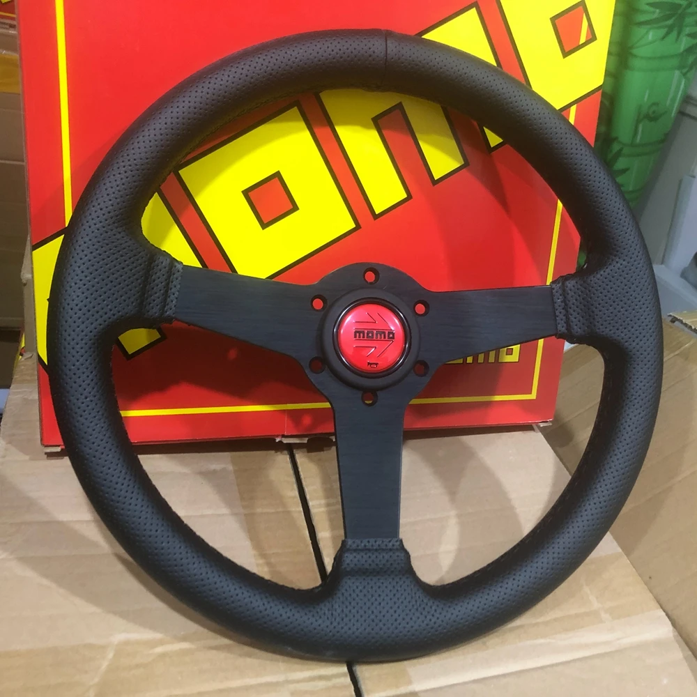 

Flat 13Inch JDM Racing Game MOMO Steering Wheel Rally Drift Punched Leather MOMO Steering Wheel Volantes For VW BMW Toyota Honda