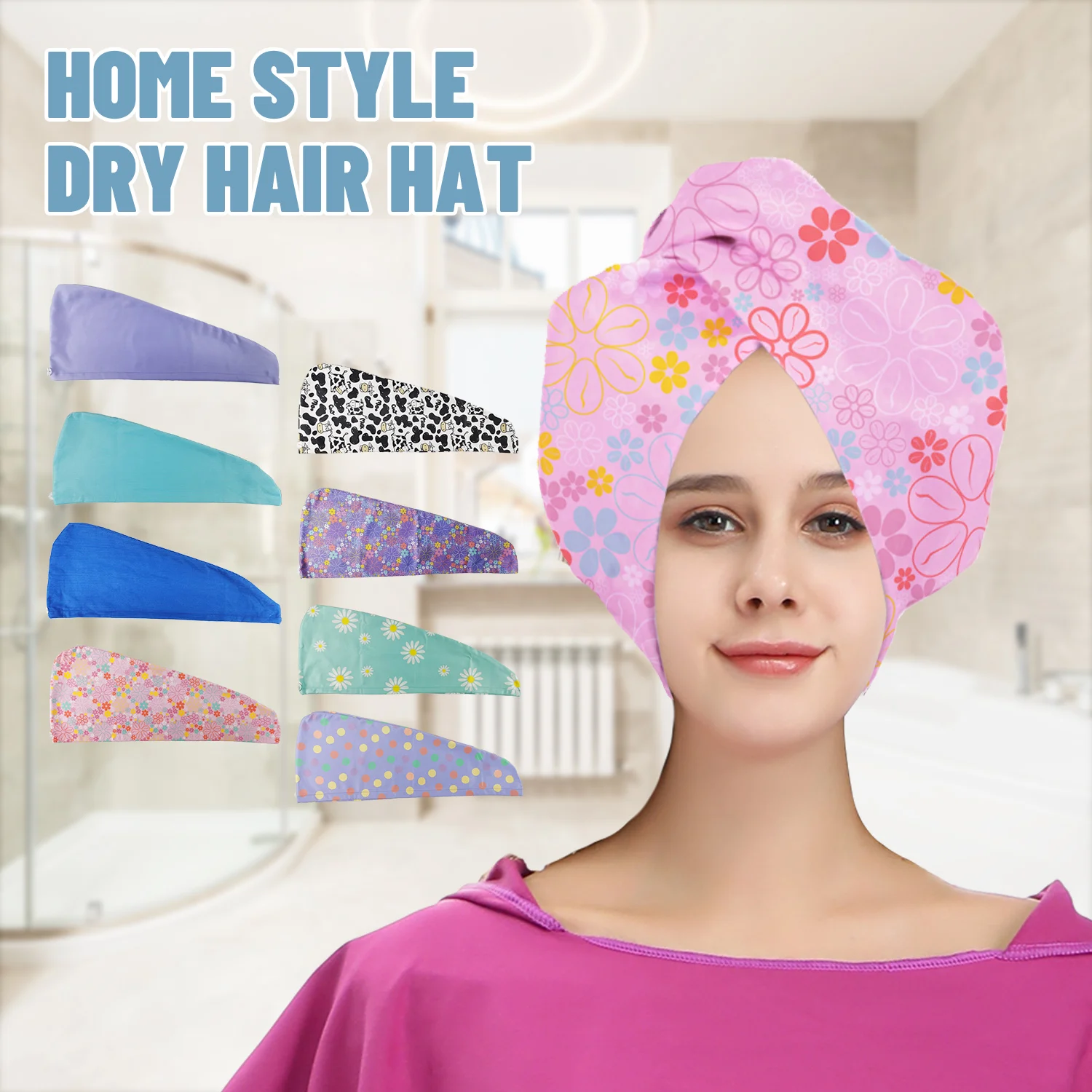 

Microfiber Hair Towel Wrap for Women, Quick Drying Cap, Head Wrap,Elastic Loop Design, Super Absorbent and Extreme Soft
