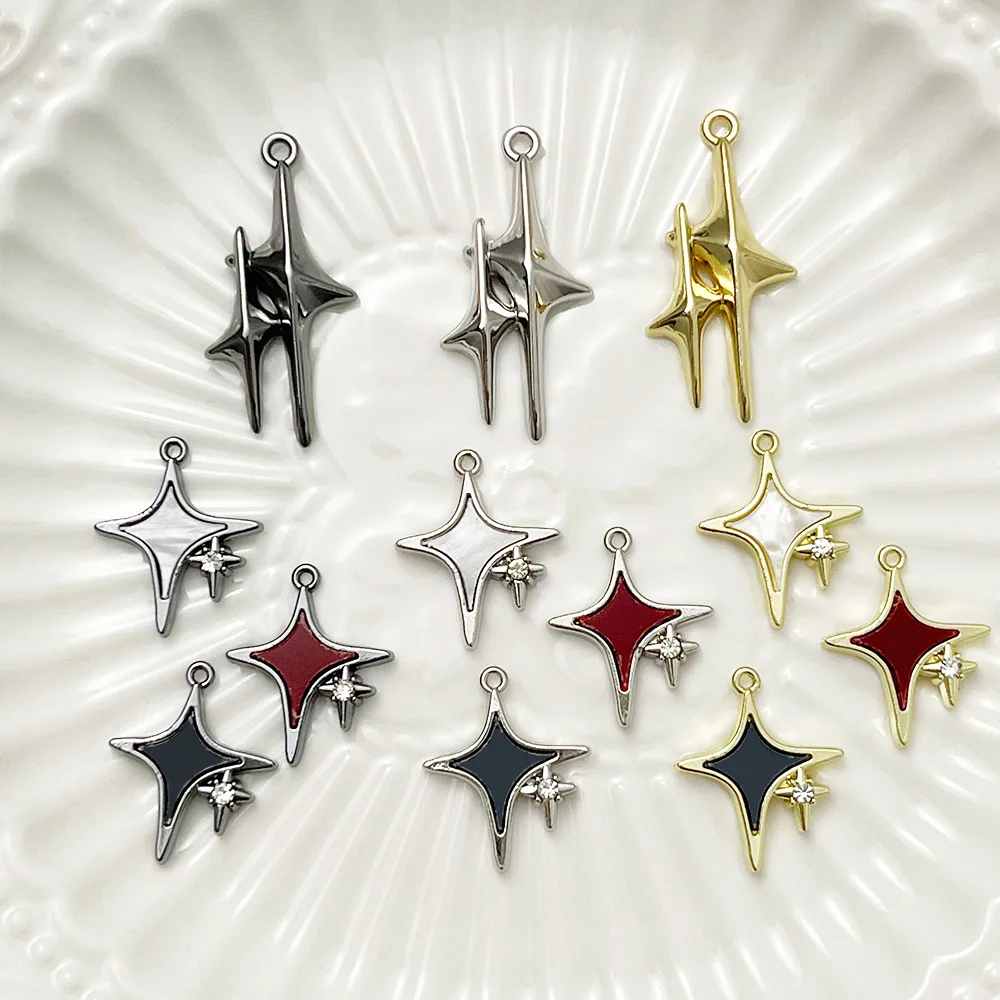 

10pcs Handmade Silver Golden Color Pendant Charms Star Alloy Necklace Earrings Pendants Connectors Diy Jewelry Making Findings