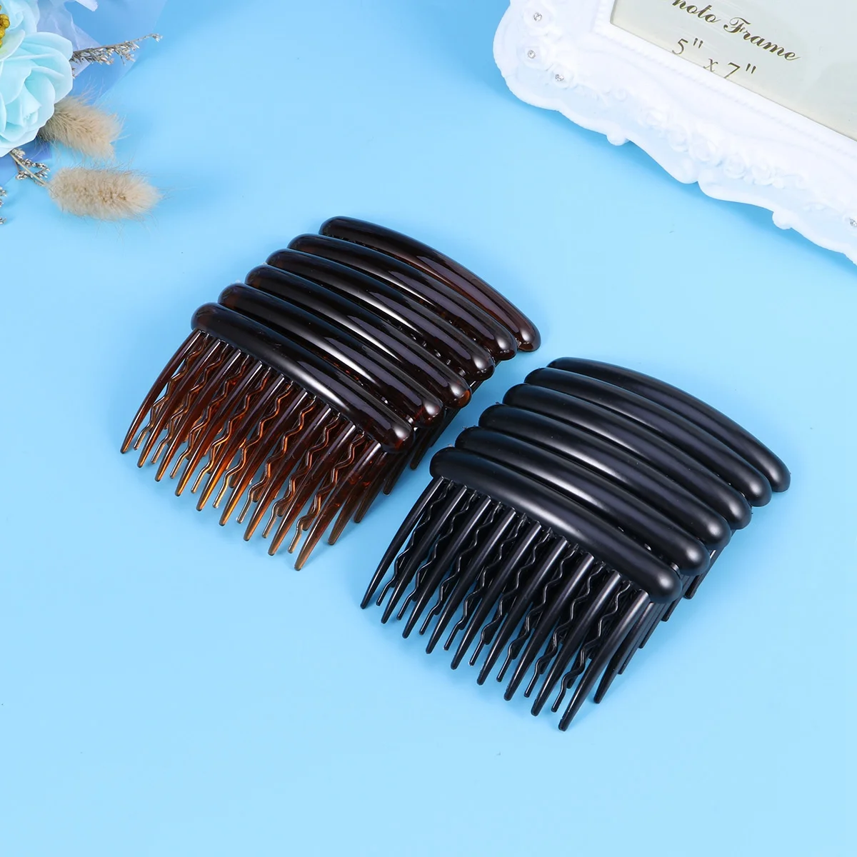 

12Pcs Plastic Hair Comb Clips 17 Teeth Small Slide Hair Combs 8x5cm Black Dark Coffee Classic Hairclip for Women Daily