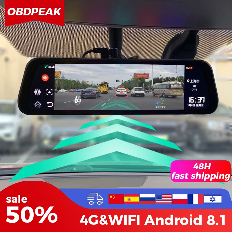 

Car DVR A980 4G Android 8.1 ADAS 10" Stream Media Dash Cam Camera Car Camera Recorder Dvr Dashcam GPS Navigation 1080P WIFI