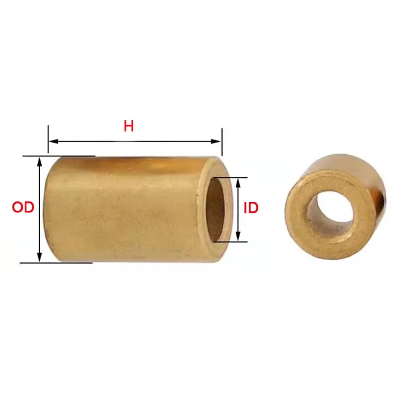 10Pcs/lot ID 3/4/5mm Powder Metallurgy Oil Brass Bushing Self-Lubricating Bearing Guide Sleeve Precision Copper Base Bearing