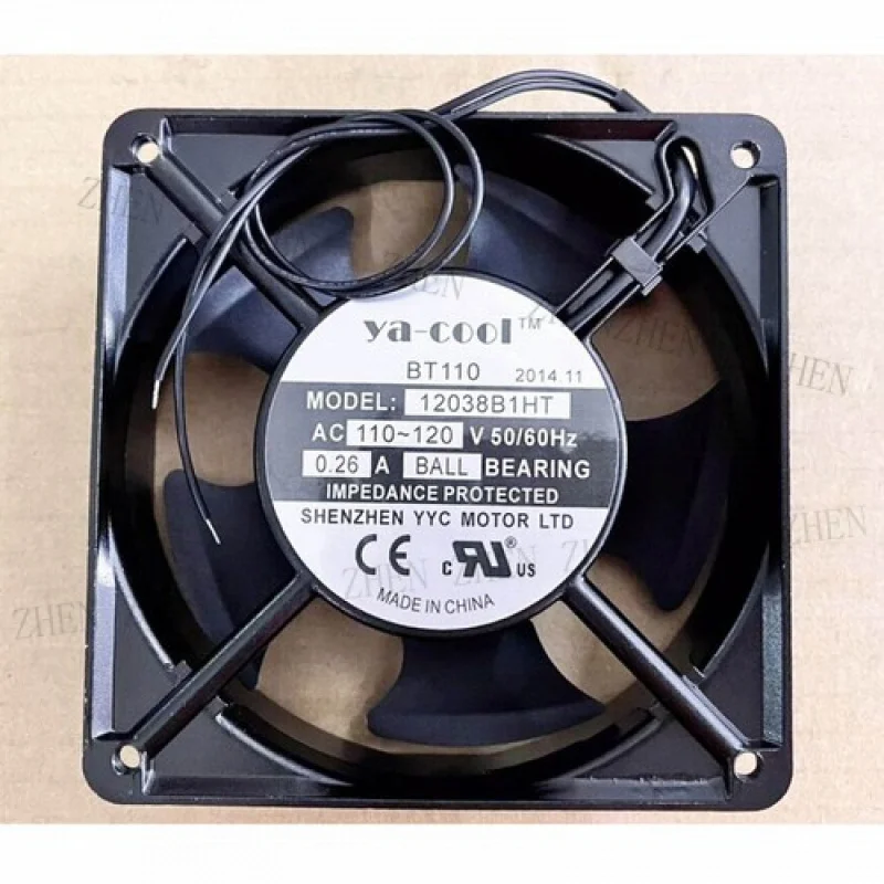 Y   1 PCS New  for Ya-cool BT110 12038B1HT AC 110-120V 0.26A 2 Wire Cooling fan # QW.