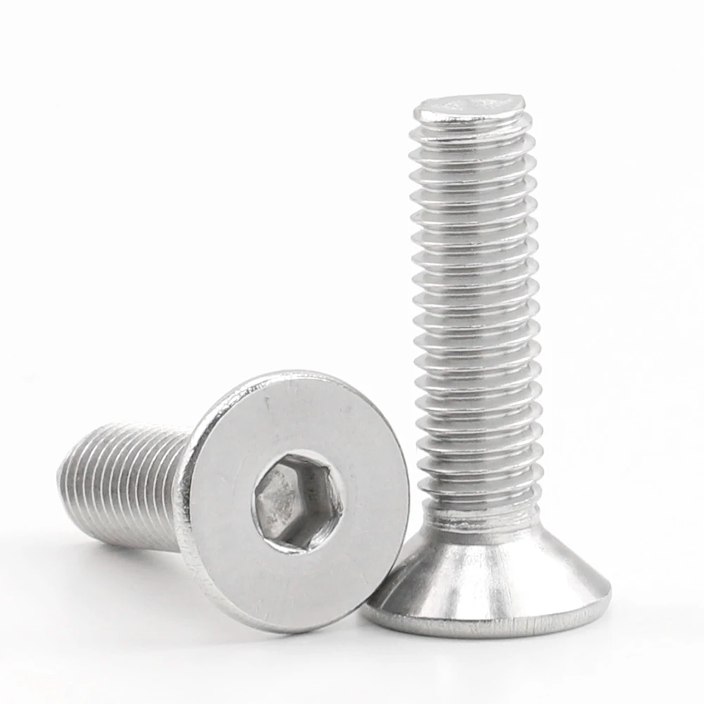 12.9 Grade Nickel Plated Steel Hexagon Socket Flat Head Screw Bolt M2 M2.5 M3 M4 M5 M6 M8 M10 CSK Head Allen Bolts DIN7991