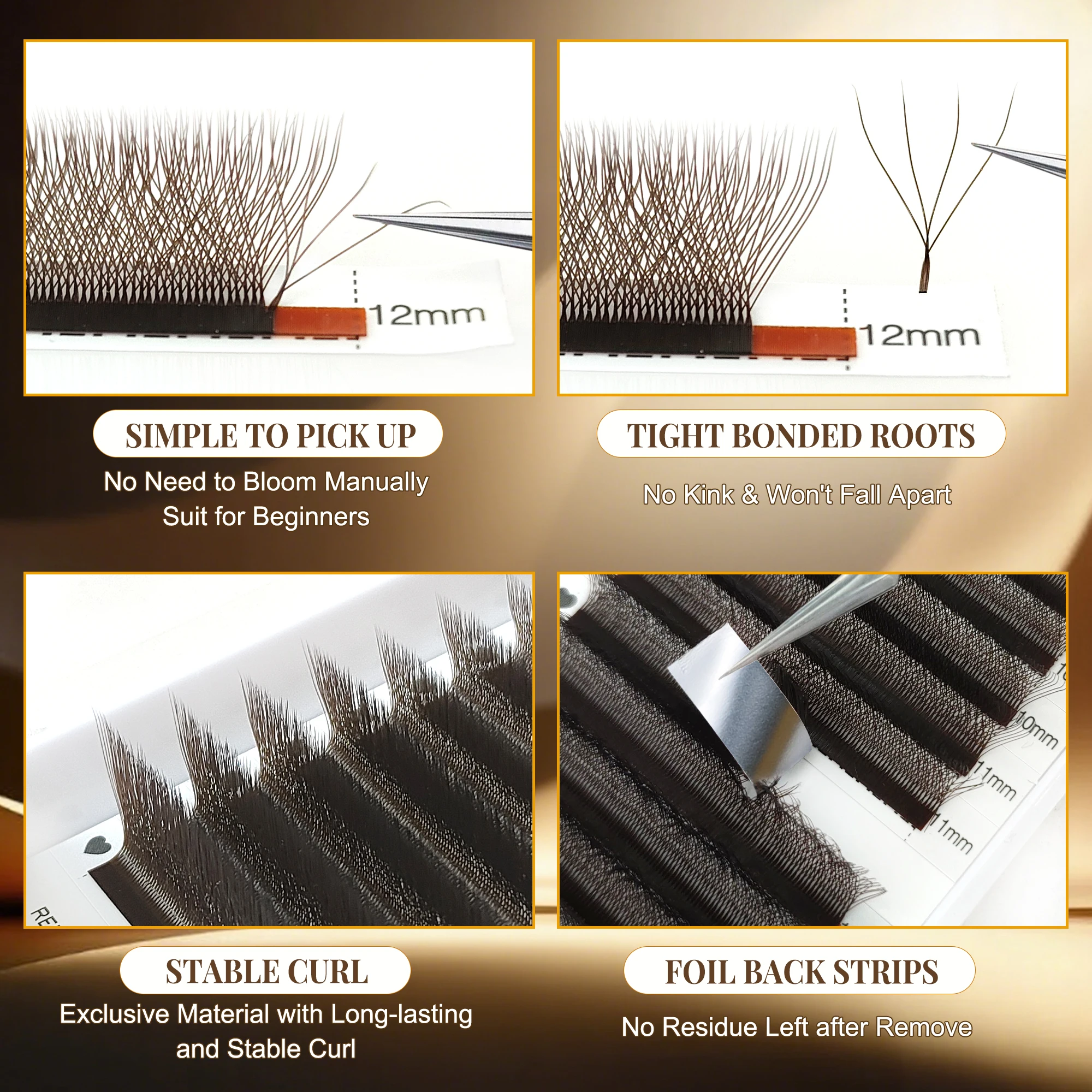 CoMango Pestañas postizas naturales en forma de W para extensiones 3D/4D/5D, pestañas individuales suaves C/D/LU.