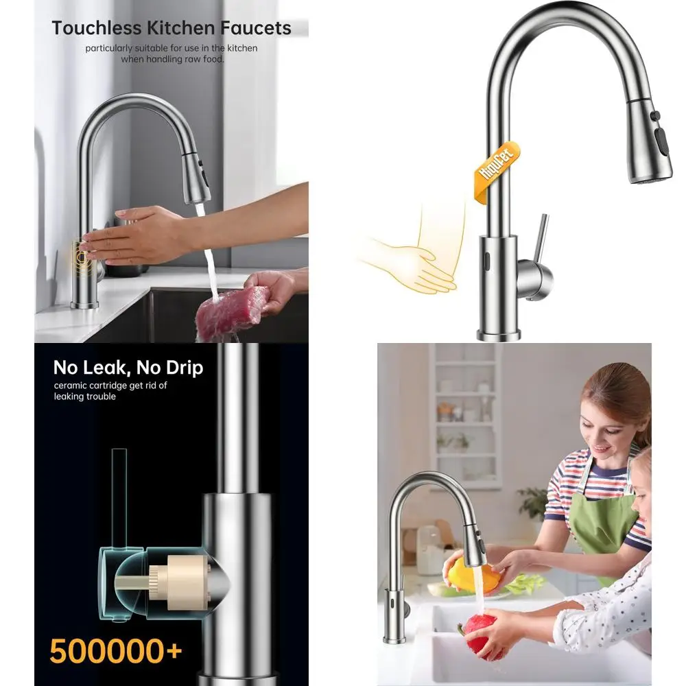 

Бесконтактный смеситель из нержавеющей стали с выдвижным распылителем, подходит для кемпинговых раковин и прачечных, отделка матовый никель