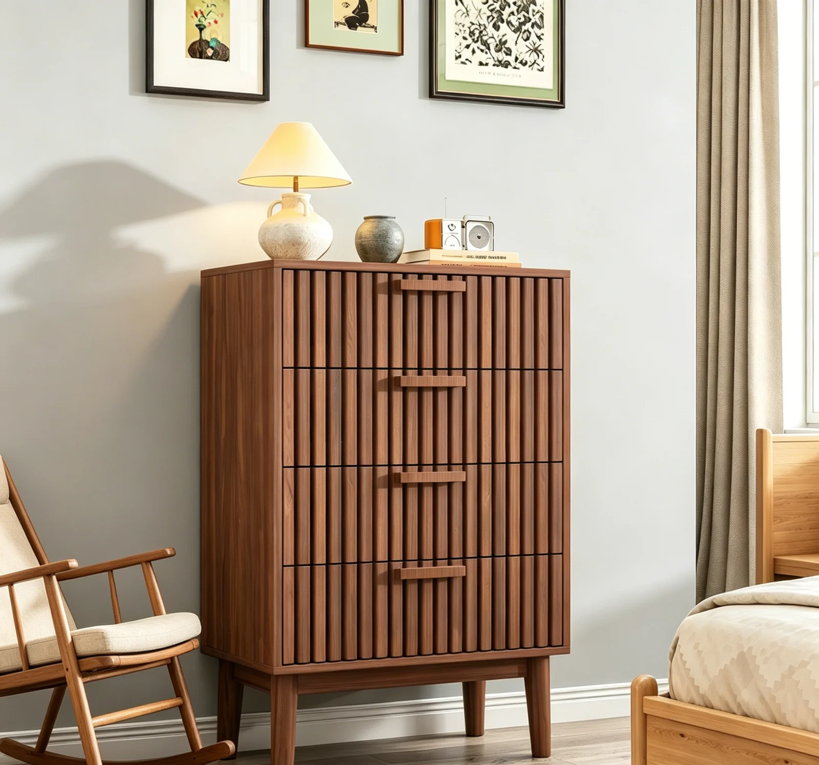 Cómoda con 6/4 cajones, armario moderno, mueble de almacenamiento, tocador de madera para sala de estar, dormitorio, cama infantil
