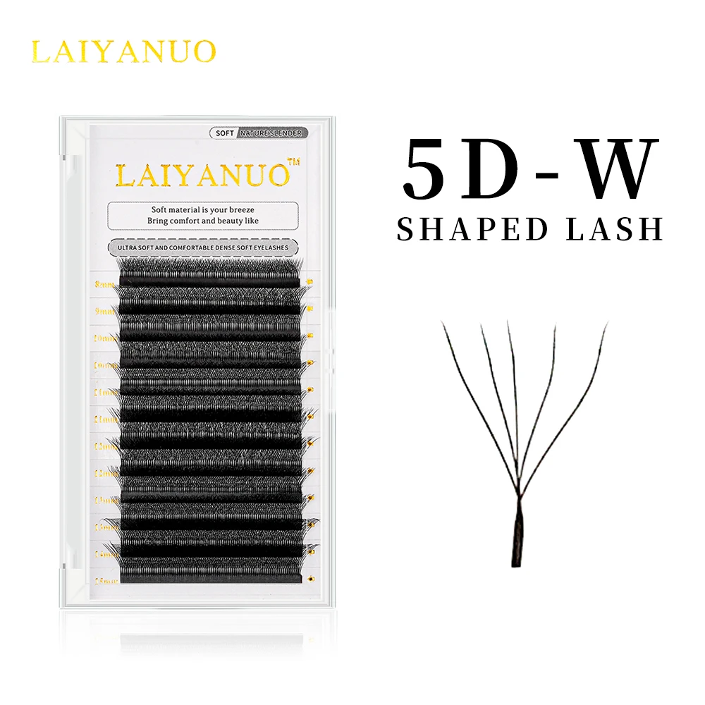 LAIYANUO-extensiones de pestañas con forma de floración automática, abanicos prefabricados, luz suave Natural, alto Idividual, 5D W