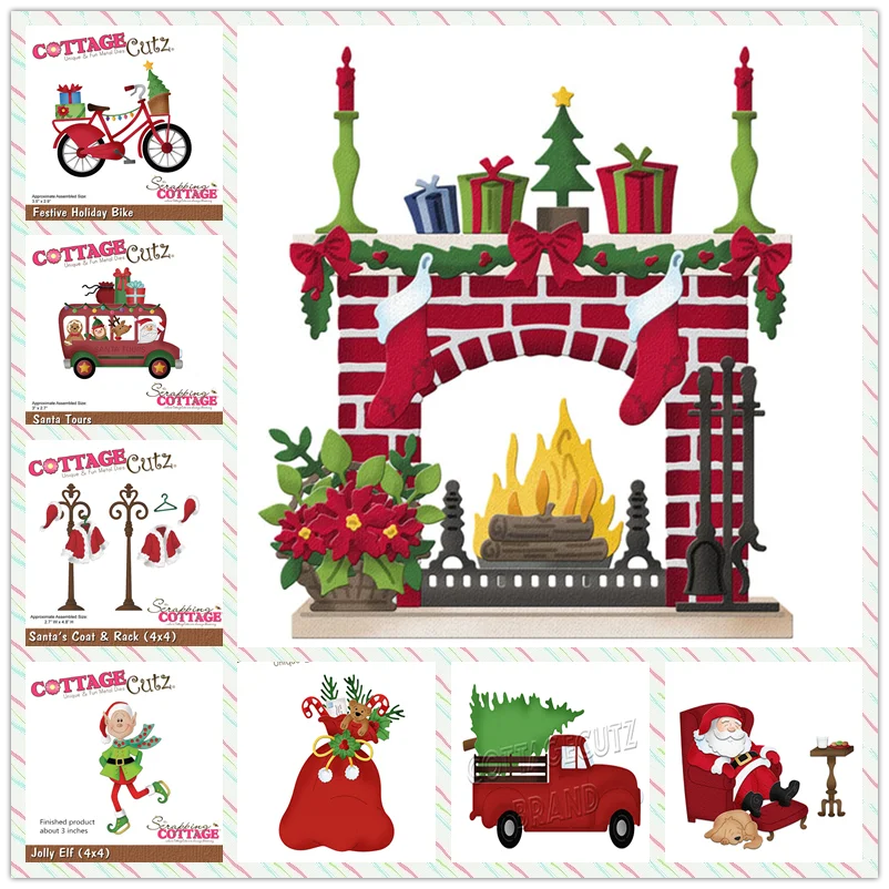 عيد الميلاد ماتيل قطع يموت قزم دراجة كرة الثلج حفلة الموقد سانتا كلوز يموت سكرابوكينغ ورقة بطاقات الحرفية لا ختم