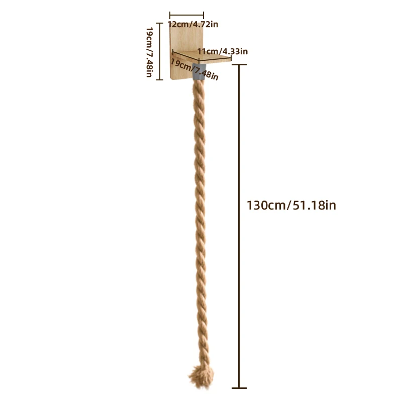An der Wand montierter Katzenkratzer – dickes Juteseil, langlebiger Kletterturm für Hauskatzen. Interaktives Katzenspielzeug | Hängende Katzenleiter – Detail 2