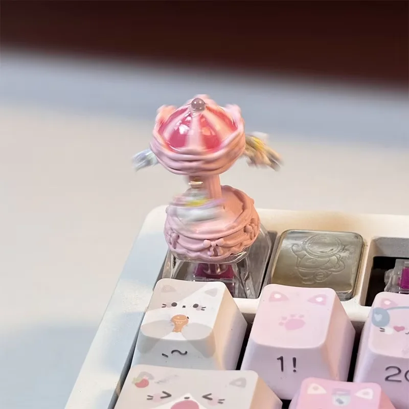 Creative Pink Carousel Keycaps Original Customised Delicate Cute keyboard Caps Decoration For Mechanical Keyboard