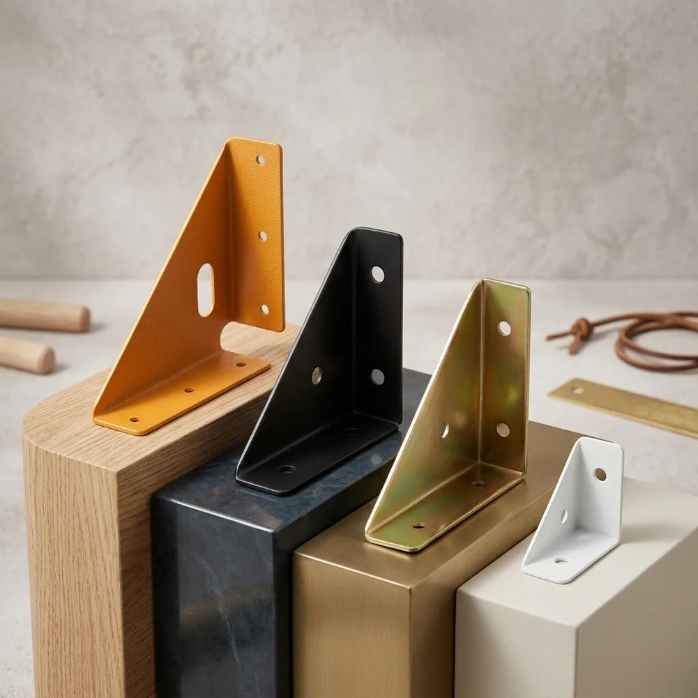 Reinforced L Corner Bracket 90 Degree for Bed Cabinet Table Chair Mounting Steel Angle Bracket 1.3mm Thick Smooth Edge Finish