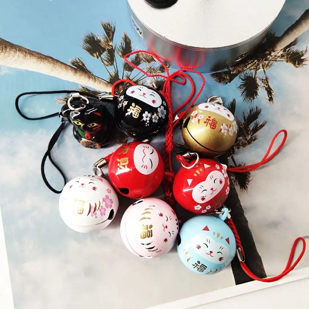 Japan Lucky Cat Daruma Bells Pendant DIY Trinkets Phone Accessory Car Bag Key Chain Good Luck Fortune Wealth Gift