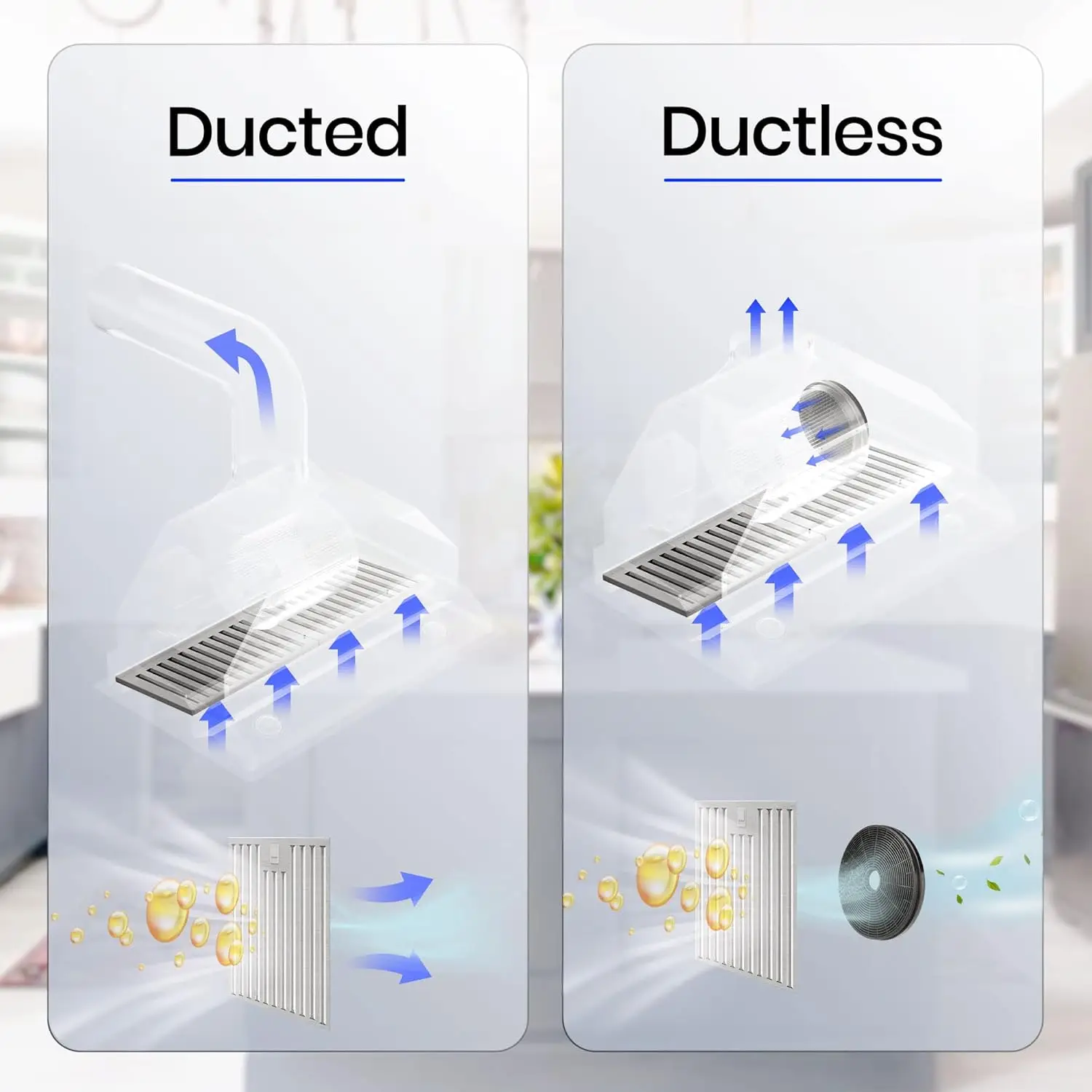 Range Hood Insert, Ducted/Ductless Convertible Built-in Range Hood with Remote/4-Speed