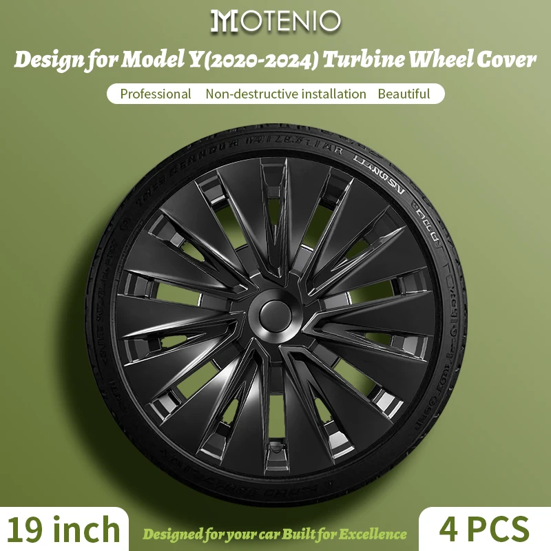 

4PCS for Model Y 2020-2024 19 Inch Turbine Wheel Cover Hubcaps Whirl Cap Hubcaps Automobile Replacement Accessories for Tesla